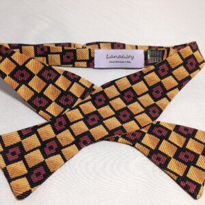 NEW Lanae Joy Silk Adjustable Bow Tie Bowtie / Gold Maroon / Privat…